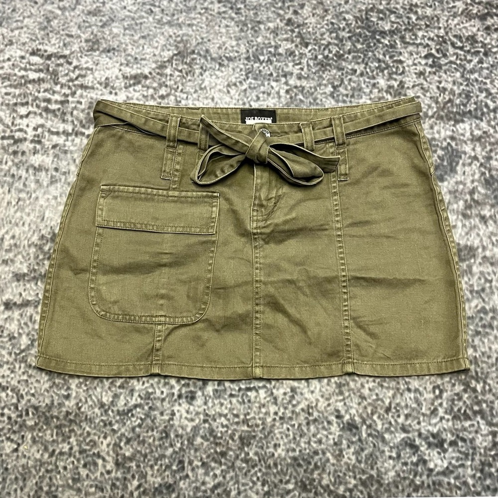 Joe Boxer Mini Skirt Womens 9 (32") Olive Green Utilitarian Micro Preppy Y2K